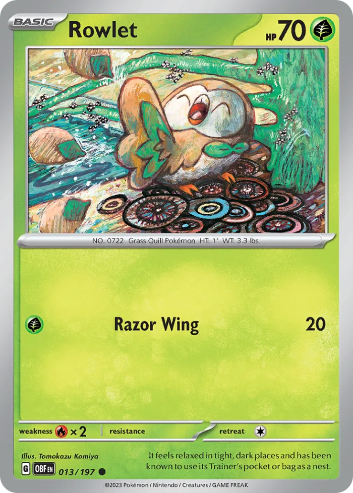 Rowlet #13 Obsidian Flames Pokemon card