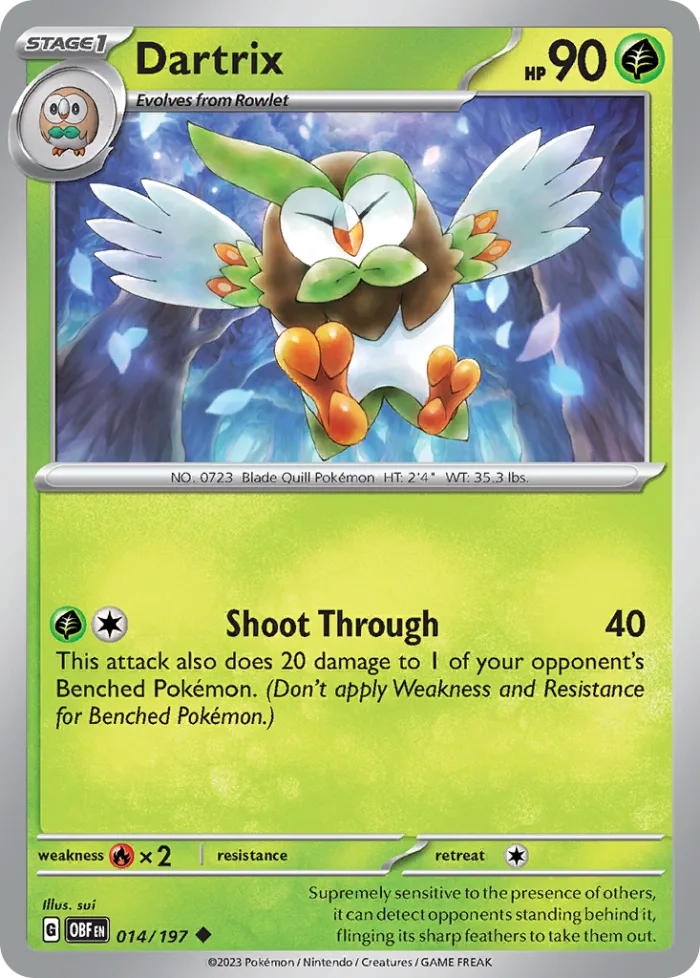 Dartrix #14 Obsidian Flames Pokemon card