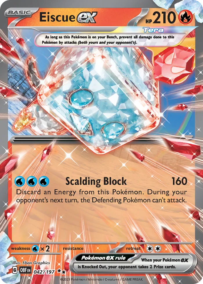 Eiscue ex #42 Obsidian Flames Pokemon card