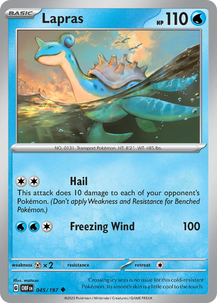 Lapras #45 Obsidian Flames Pokemon card