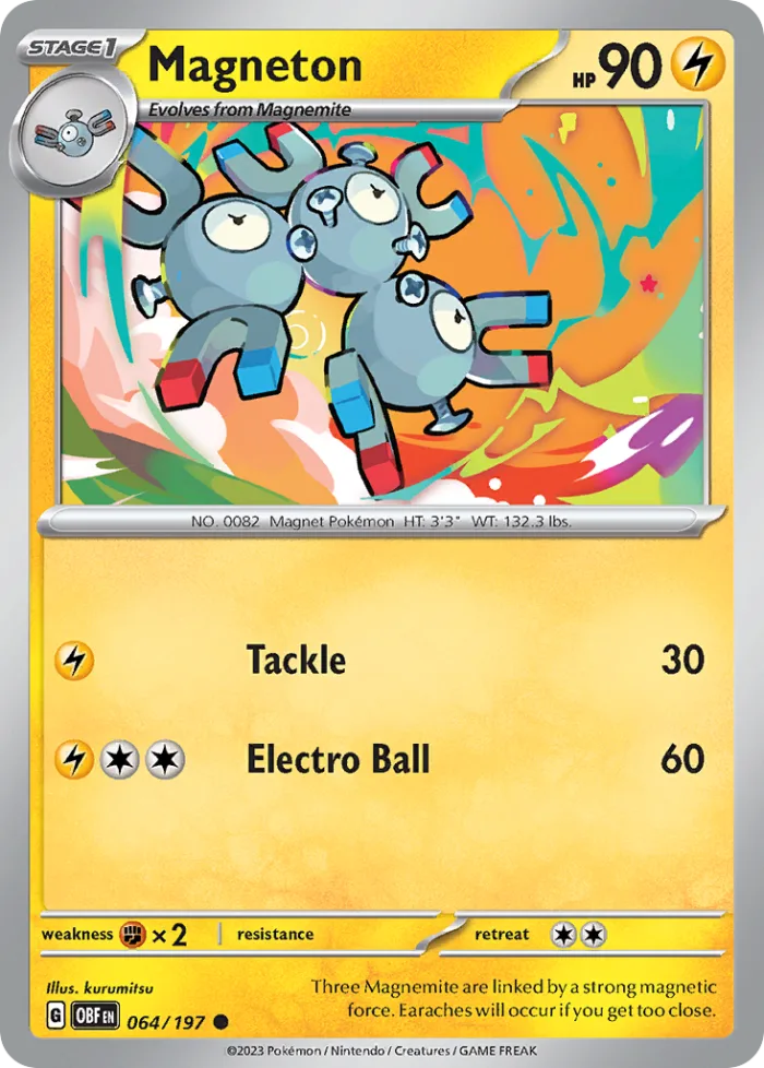 Magneton #64 Obsidian Flames Pokemon card