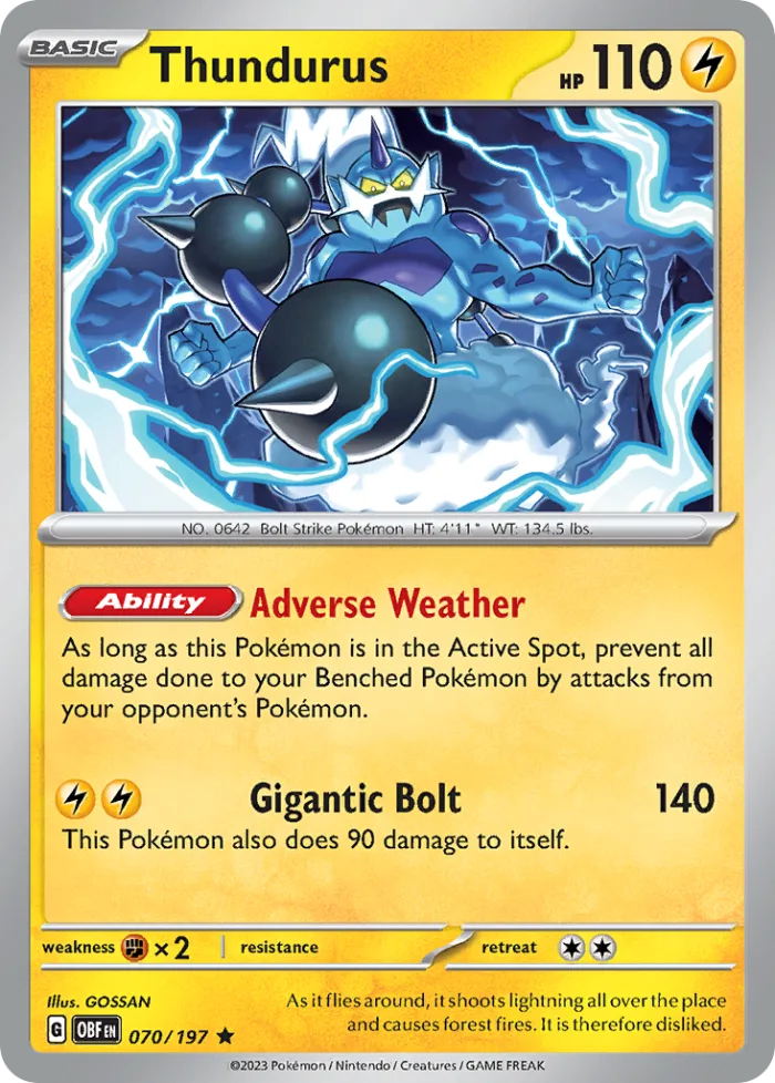 Thundurus #70 Obsidian Flames Pokemon card