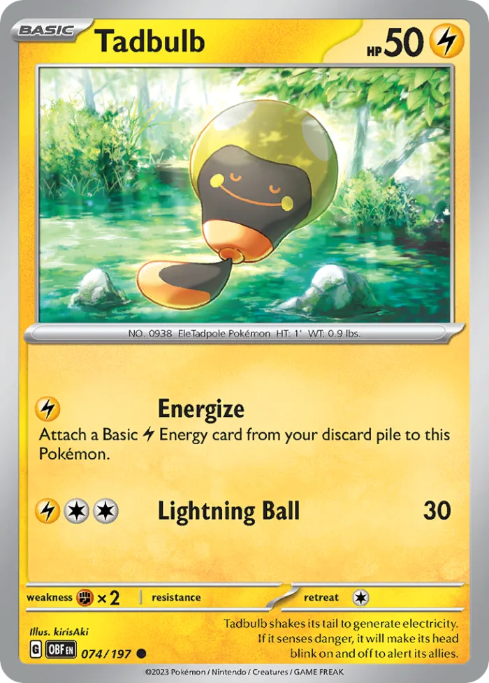 Tadbulb #74 Obsidian Flames Pokemon card