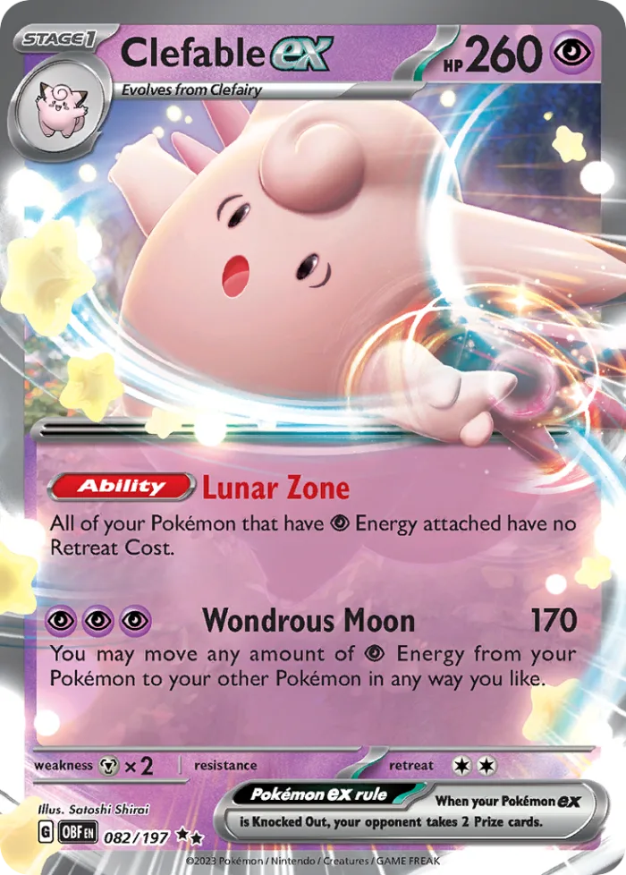 Clefable ex #82 Obsidian Flames Pokemon card
