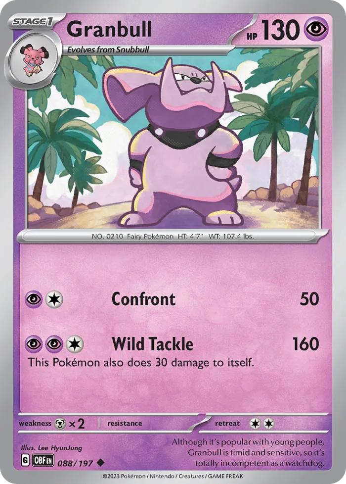 Granbull #88 Obsidian Flames Pokemon card