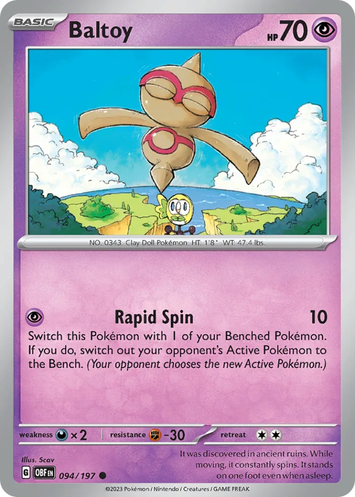 Baltoy #94 Obsidian Flames Pokemon card
