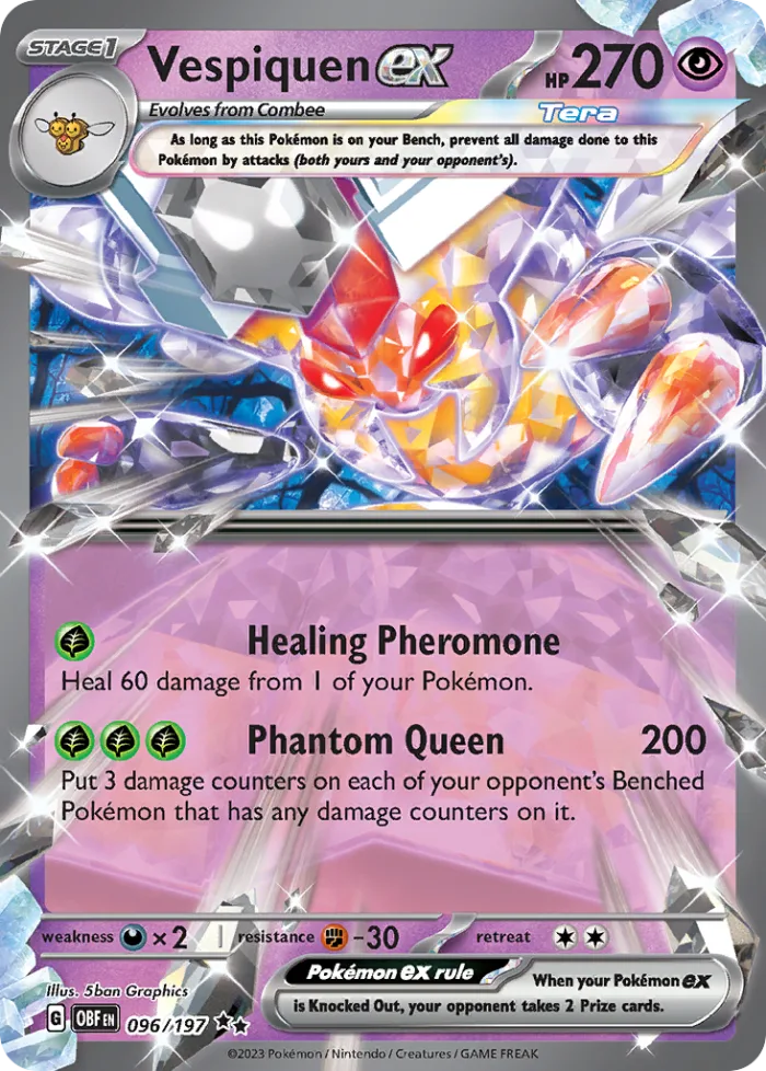 Vespiquen ex #96 Obsidian Flames Pokemon card