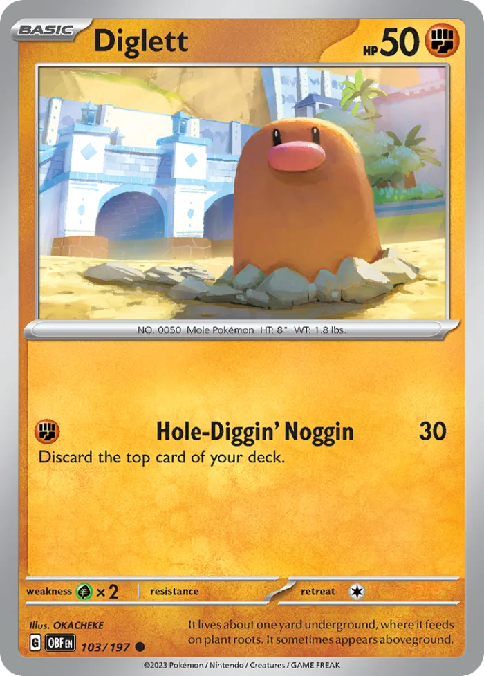 Diglett #103 Obsidian Flames Pokemon card