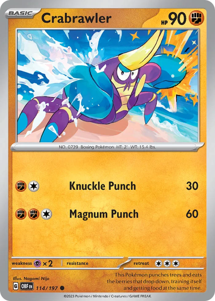 Crabrawler #114 Obsidian Flames Pokemon card