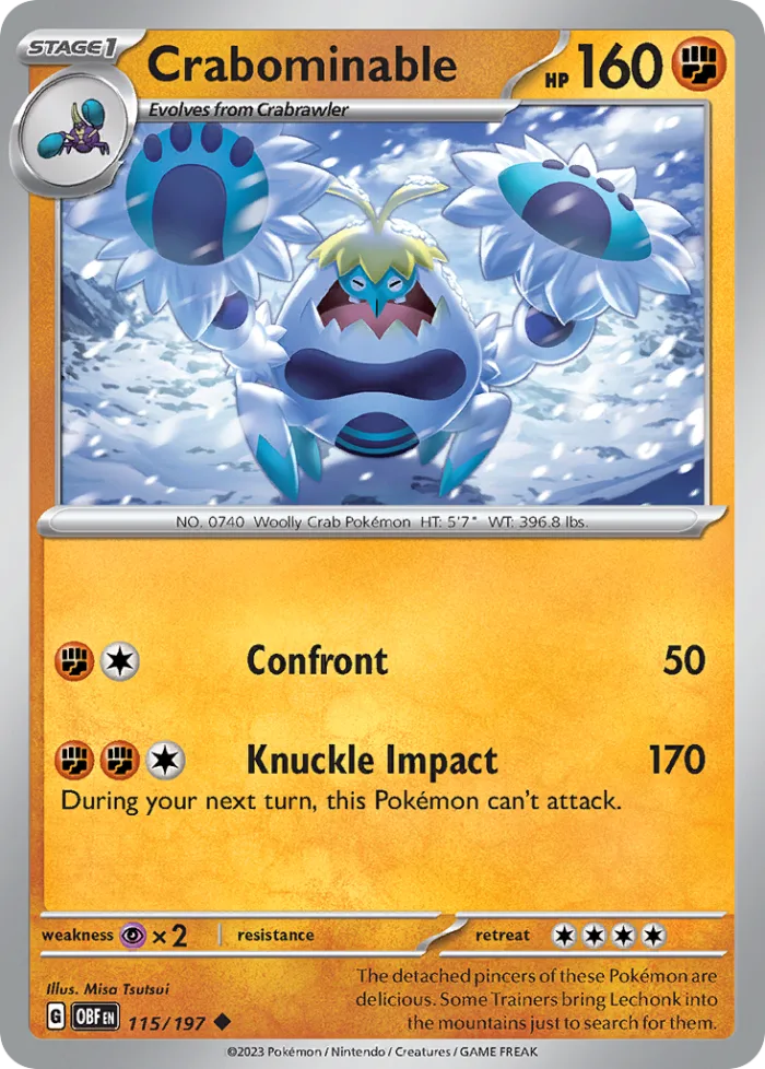 Crabominable #115 Obsidian Flames Pokemon card