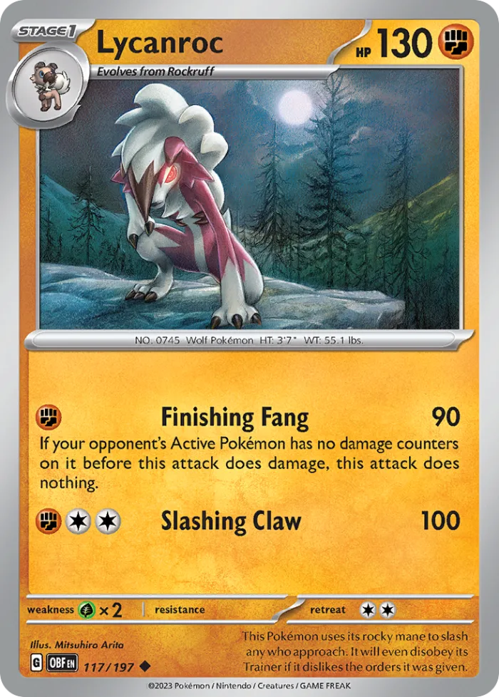 Lycanroc #117 Obsidian Flames Pokemon card