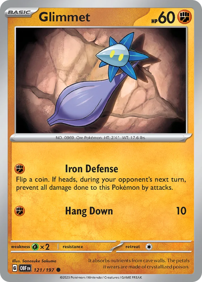 Glimmet #121 Obsidian Flames Pokemon card
