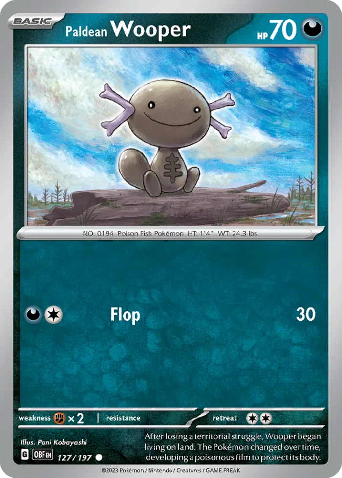 Paldean Wooper #127 Obsidian Flames Pokemon card