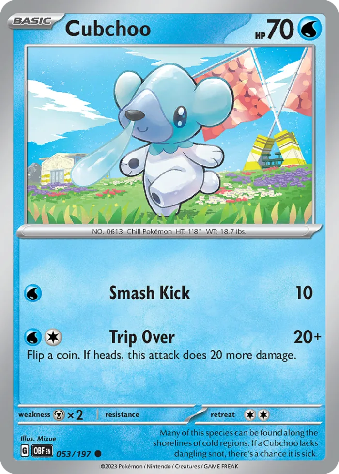Cubchoo #53 Obsidian Flames Pokemon card