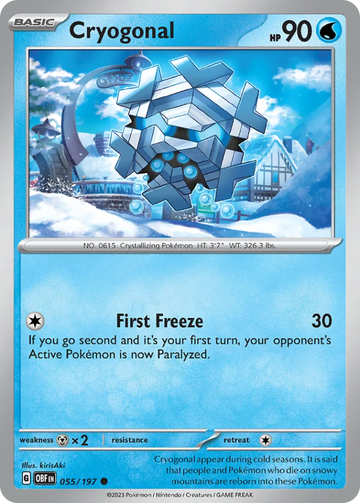 Cryogonal #55 Obsidian Flames Pokemon card