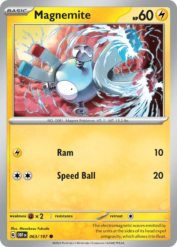 Magnemite #63 Obsidian Flames Pokemon card