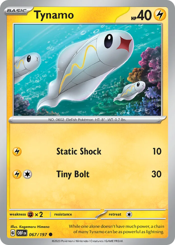 Tynamo #67 Obsidian Flames Pokemon card