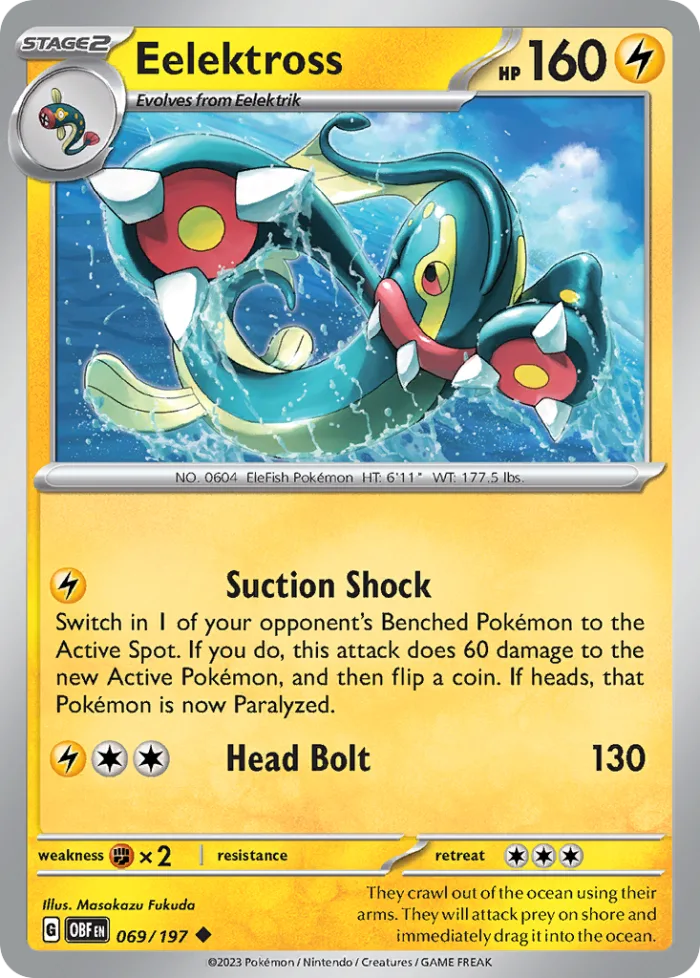 Eelektross #69 Obsidian Flames Pokemon card