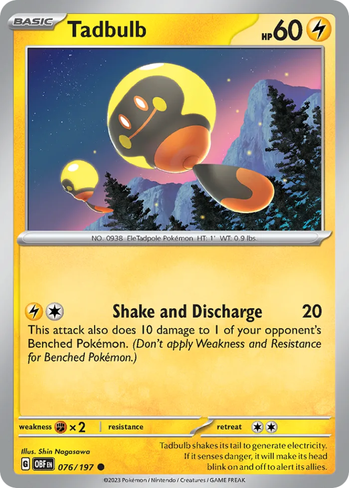 Tadbulb #76 Obsidian Flames Pokemon card