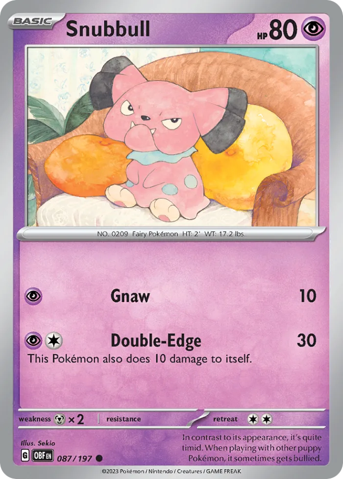 Snubbull #87 Obsidian Flames Pokemon card
