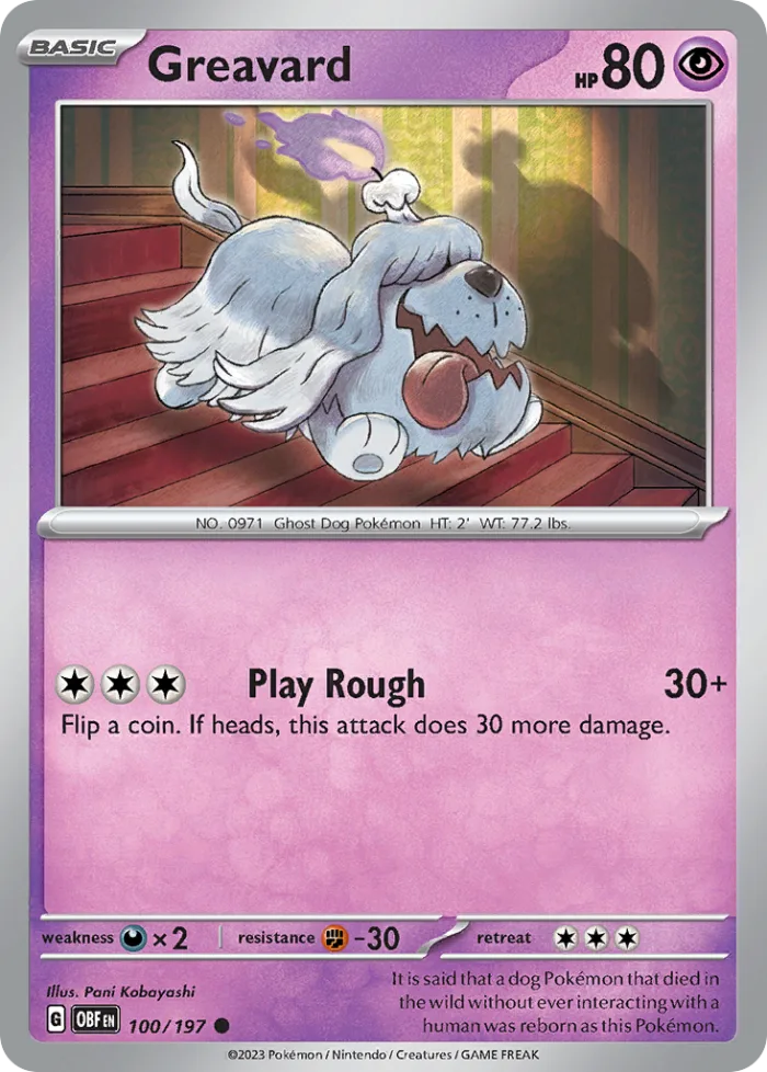 Greavard #100 Obsidian Flames Pokemon card