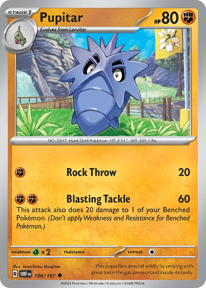 Pupitar #106 Obsidian Flames Pokemon card