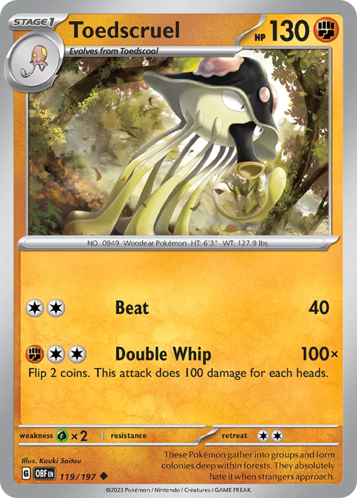 Toedscruel #119 Obsidian Flames Pokemon card