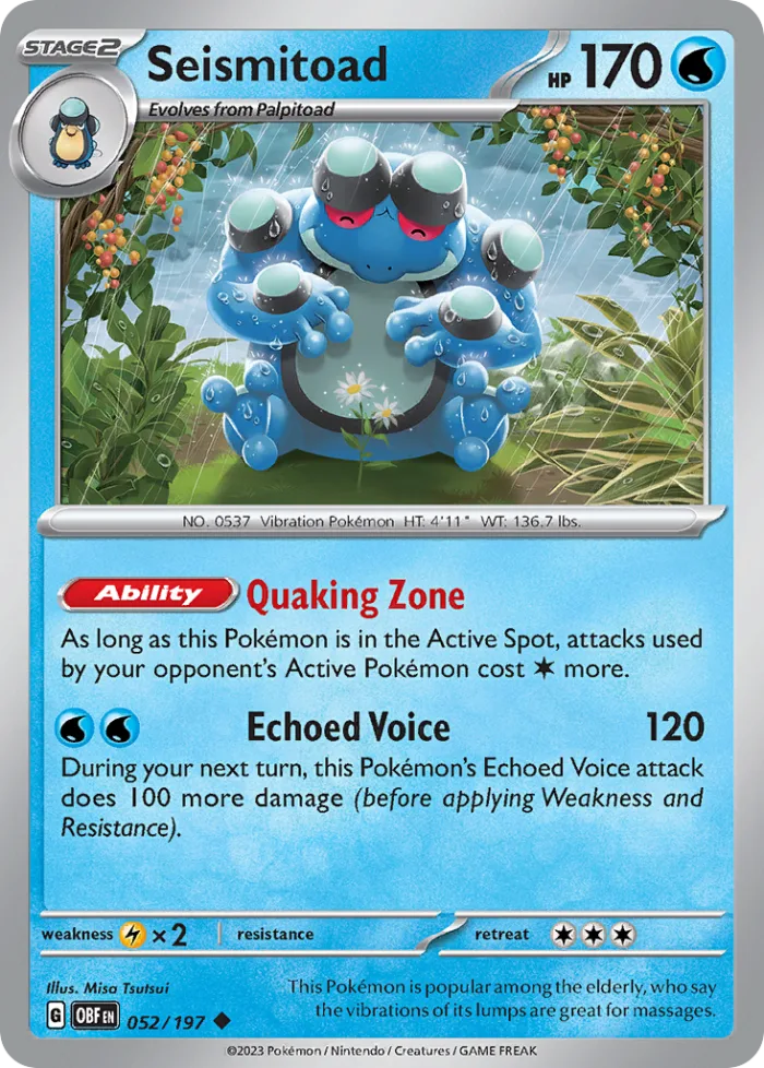 Seismitoad #52 Obsidian Flames Pokemon card