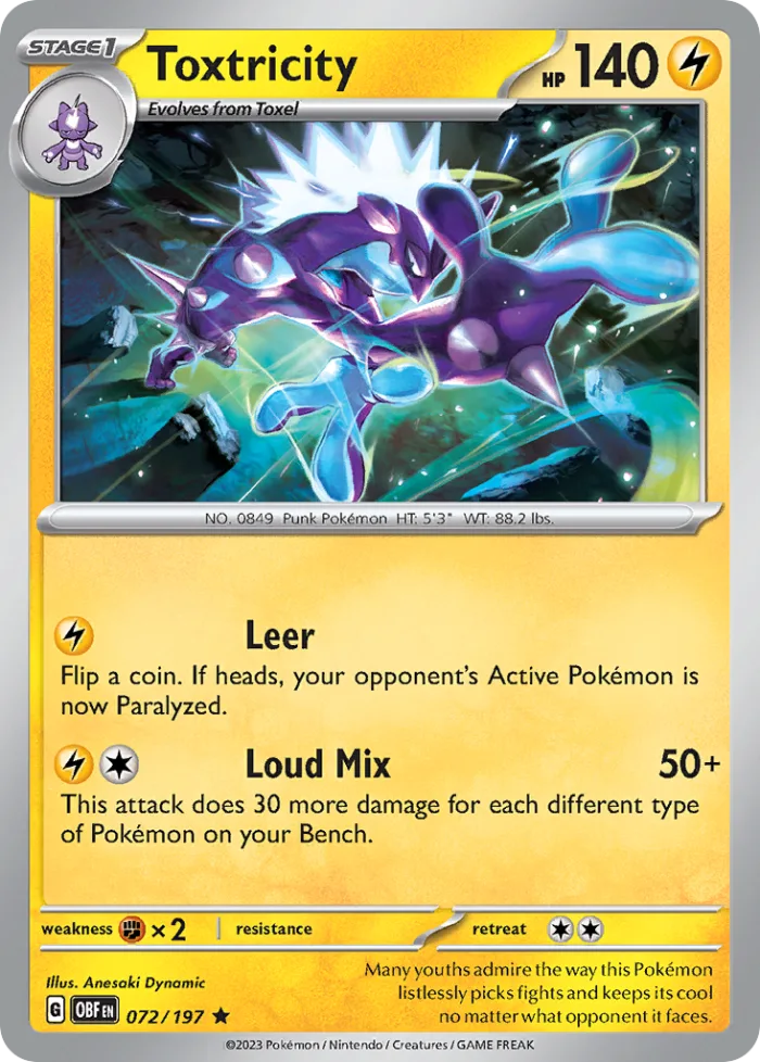Toxtricity #72 Obsidian Flames Pokemon card