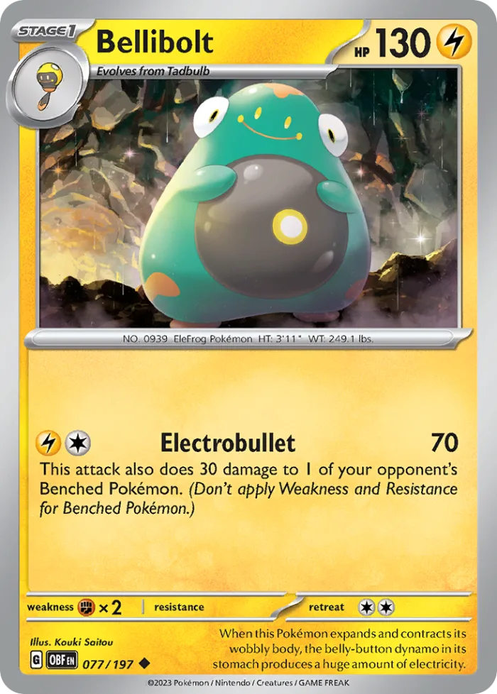 Bellibolt #77 Obsidian Flames Pokemon card