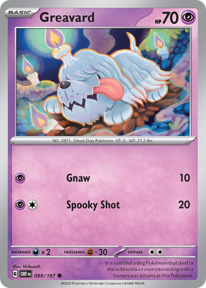 Greavard #99 Obsidian Flames Pokemon card