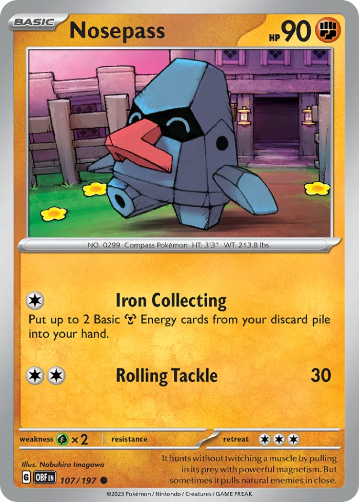 Nosepass #107 Obsidian Flames Pokemon card