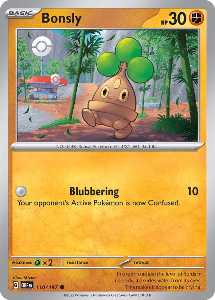 Bonsly #110 Obsidian Flames Pokemon card