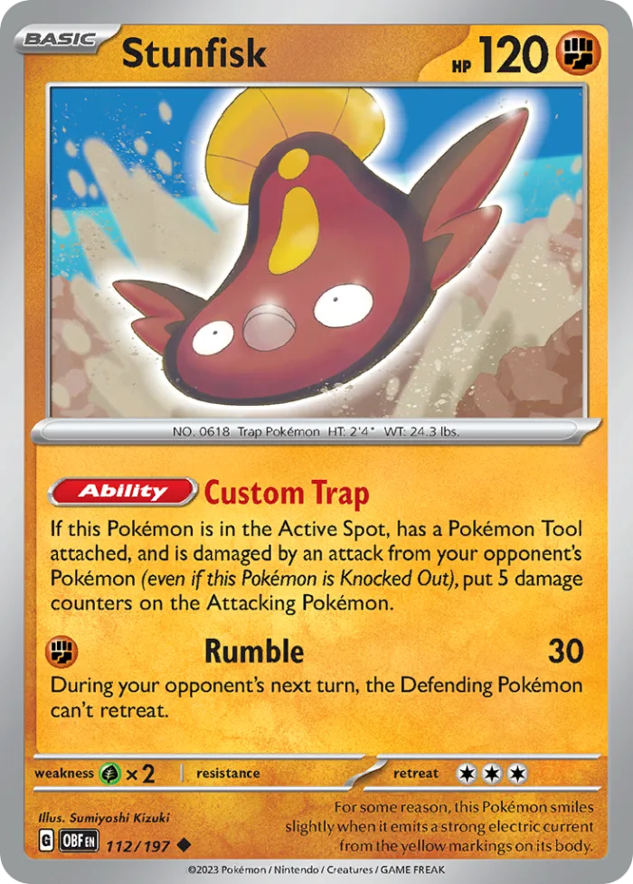 Stunfisk #112 Obsidian Flames Pokemon card