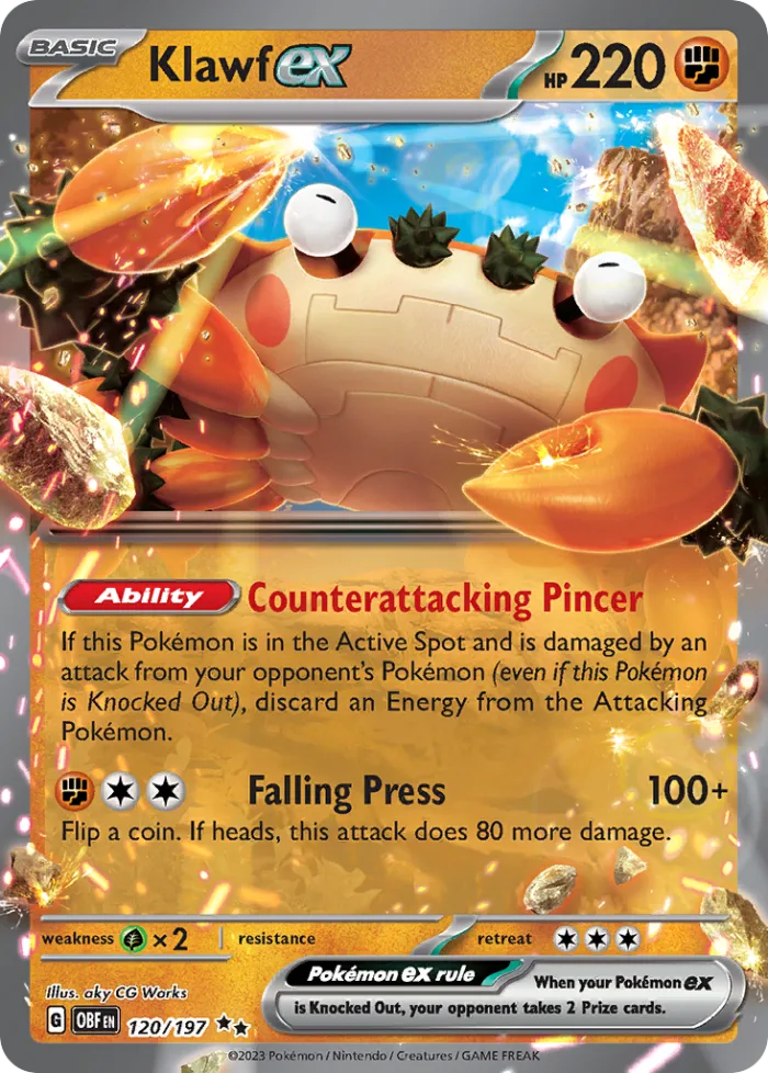 Klawf ex #120 Obsidian Flames Pokemon card