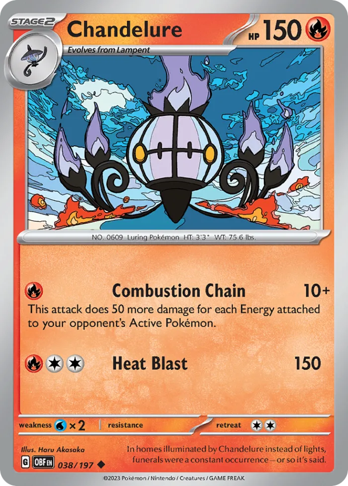 Chandelure #38 Obsidian Flames Pokemon card