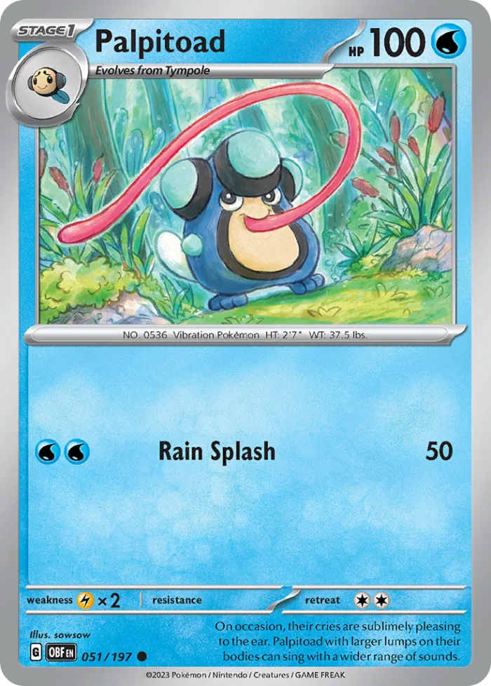 Palpitoad #51 Obsidian Flames Pokemon card