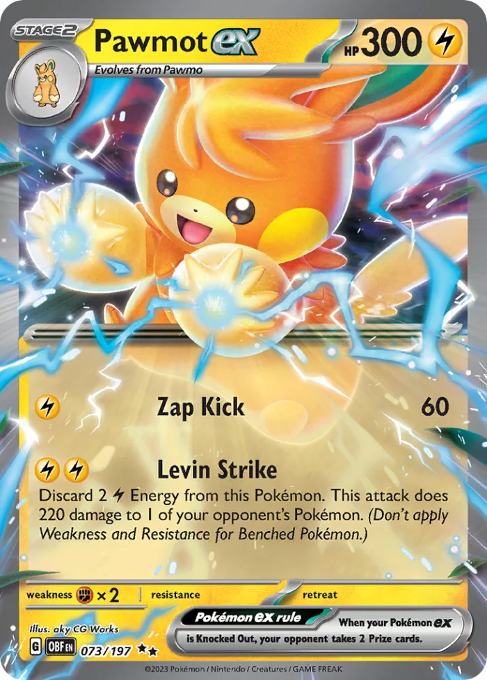 Pawmot ex #73 Obsidian Flames Pokemon card