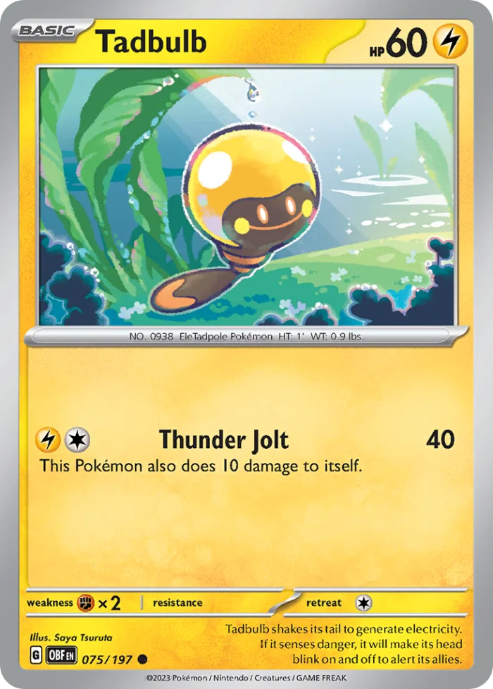 Tadbulb #75 Obsidian Flames Pokemon card
