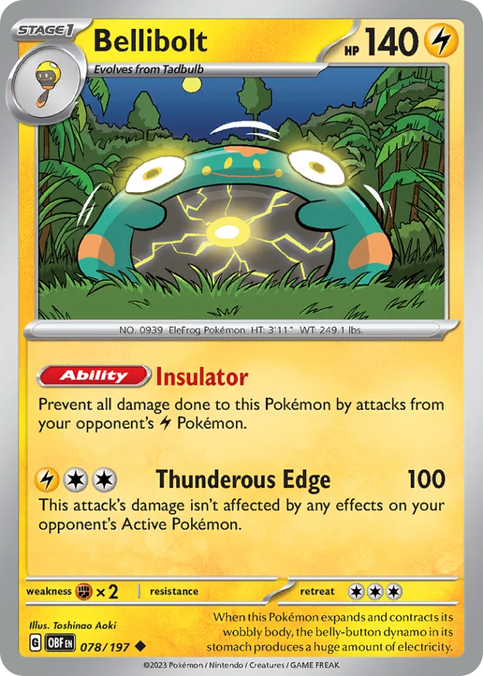 Bellibolt #78 Obsidian Flames Pokemon card