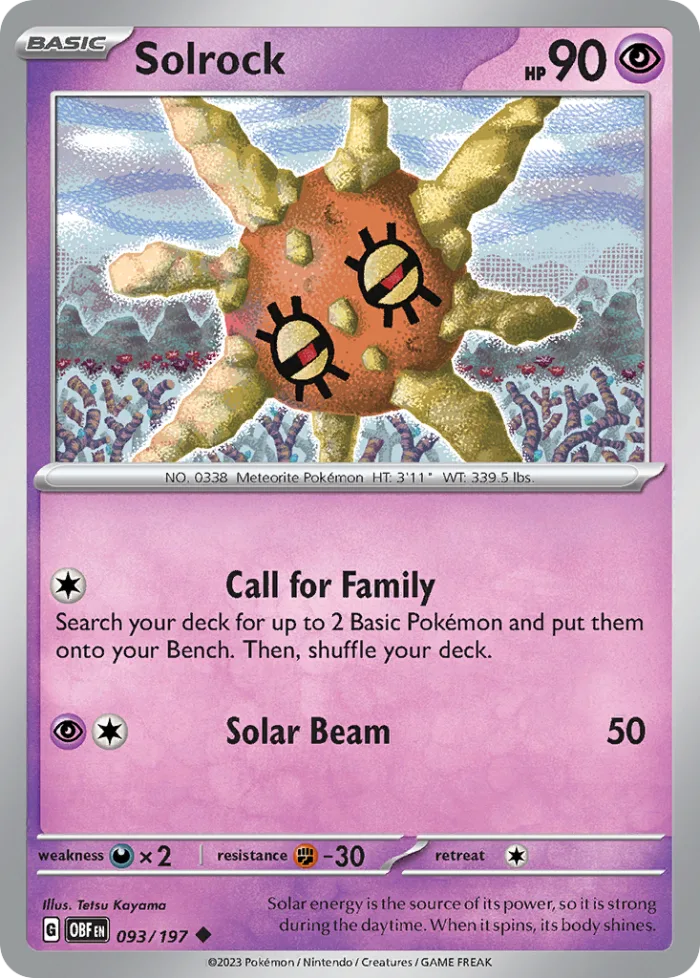 Solrock #93 Obsidian Flames Pokemon card