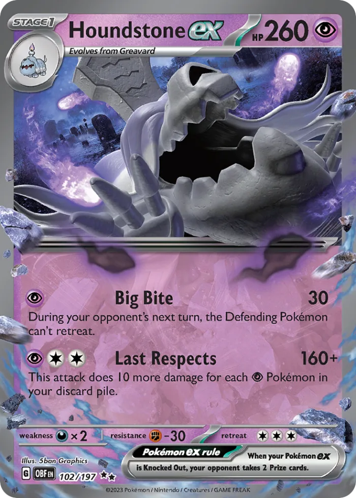 Houndstone ex #102 Obsidian Flames Pokemon card