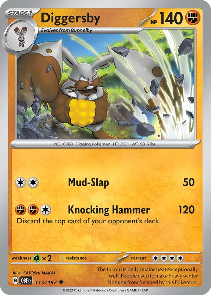 Diggersby #113 Obsidian Flames Pokemon card