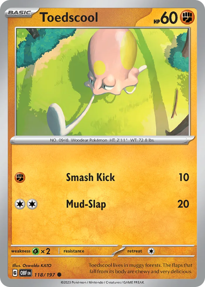 Toedscool #118 Obsidian Flames Pokemon card