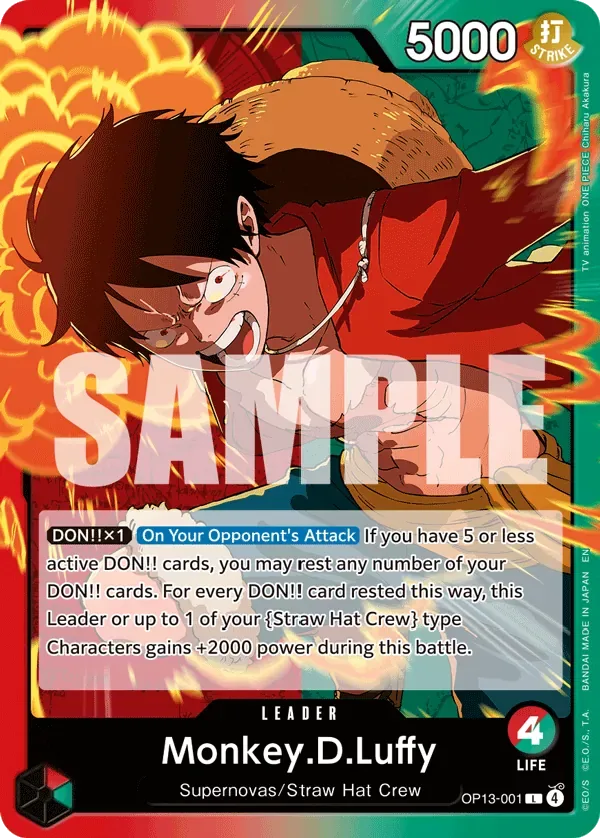 Monkey.D.Luffy #OP13-001 Carrying on His Will One Piece card