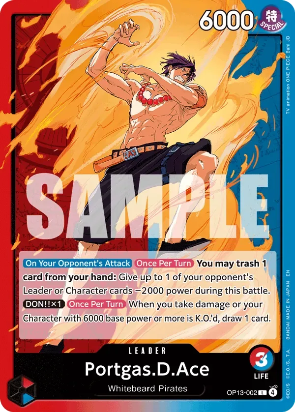 Portgas.D.Ace #OP13-002 Carrying on His Will One Piece card