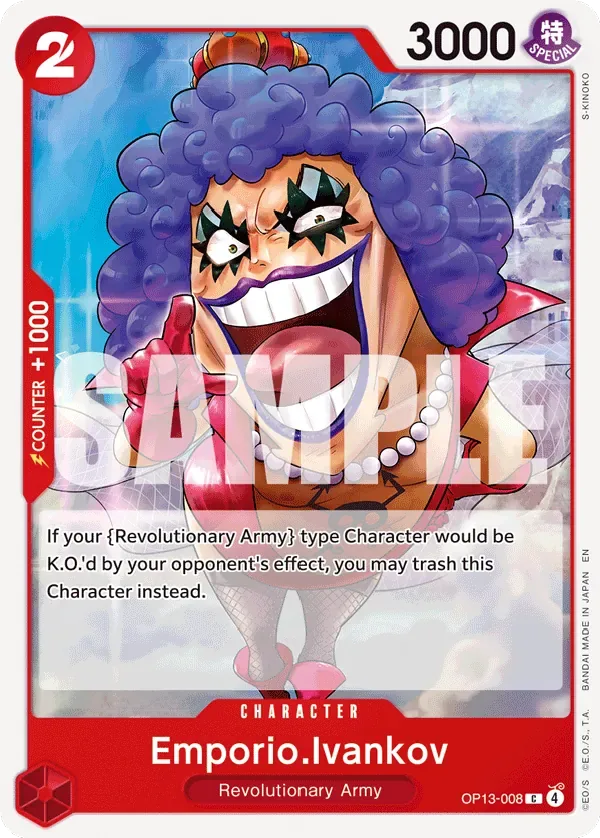 Emporio.Ivankov #OP13-008 Carrying on His Will One Piece card