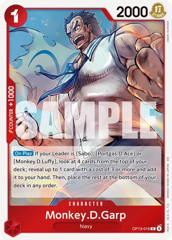 Monkey.D.Garp #OP13-016 Carrying on His Will One Piece card