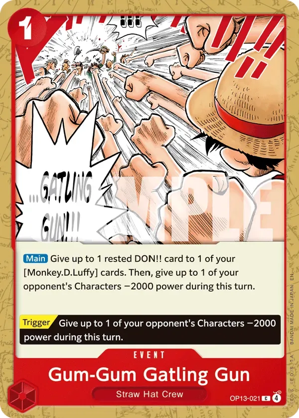 Gum-Gum Gatling Gun #OP13-021 Carrying on His Will One Piece card