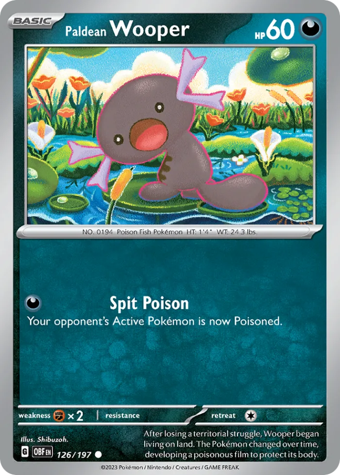 Paldean Wooper #126 Obsidian Flames Pokemon card